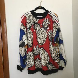 adidas Originals X Farm Boyfriend Crewneck Sweatshirt Pineapple size L